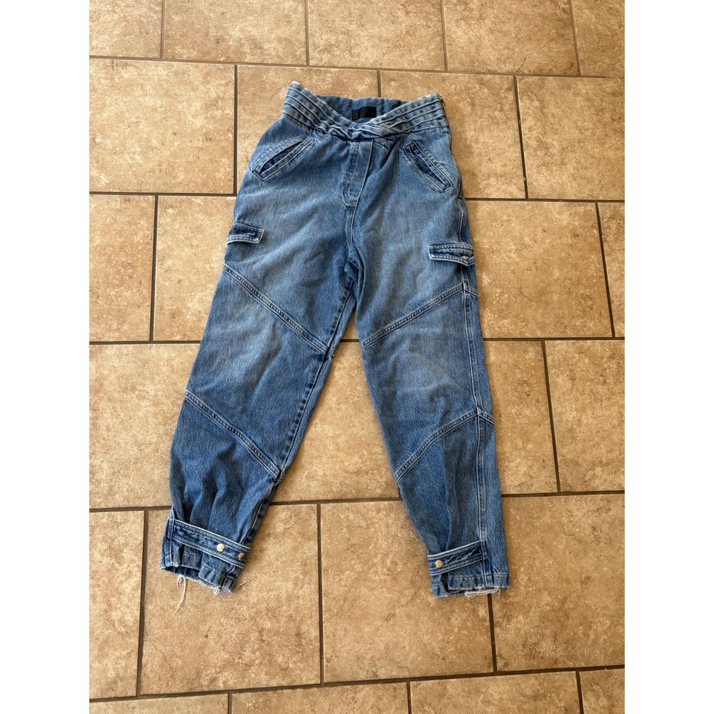 RtA Blue Denim High Waisted Cargo Pants Crossover Waist WH9205-1031DRF2 L